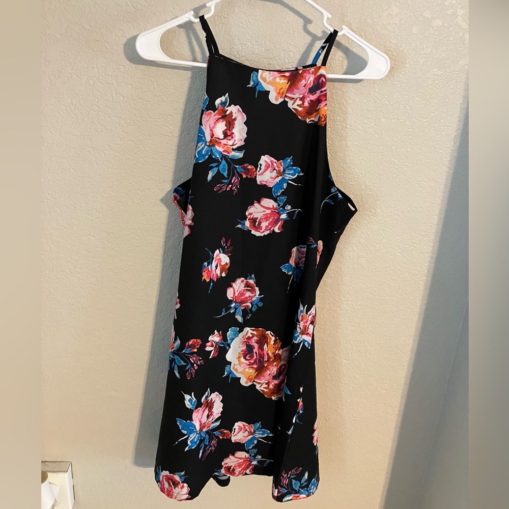 Ina Black Dress with Floral Accents